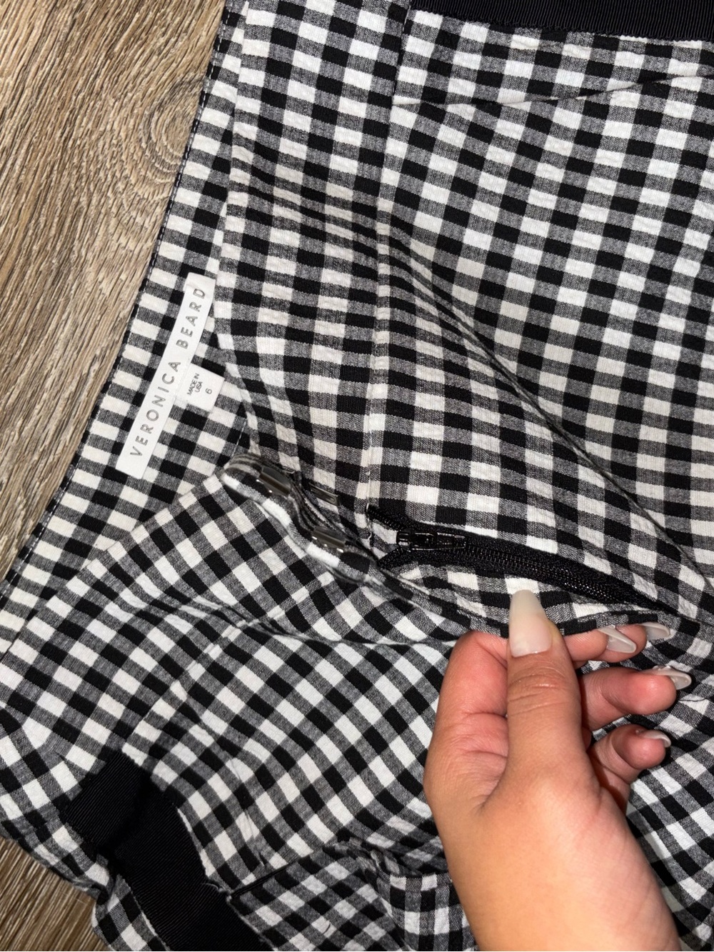 Veronica Beard Gemini Gingham Business Casual Pants Black White Size 6 - Picture 6 of 8